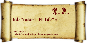 Nándori Milán névjegykártya